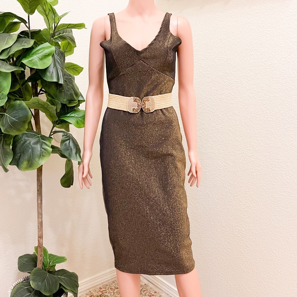 Midi Lurex Black/Gold Dress